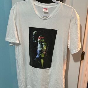Supreme White Tee with Ninja Turtle Graphic